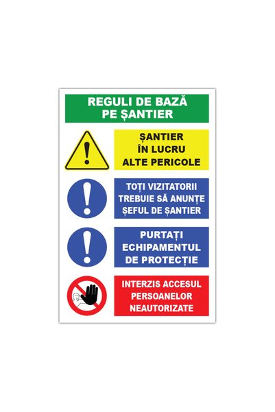 CUBIKA Panou santier Reguli de baza pe santier, CUBIKA, PVC 3 mm, 20x30 cm