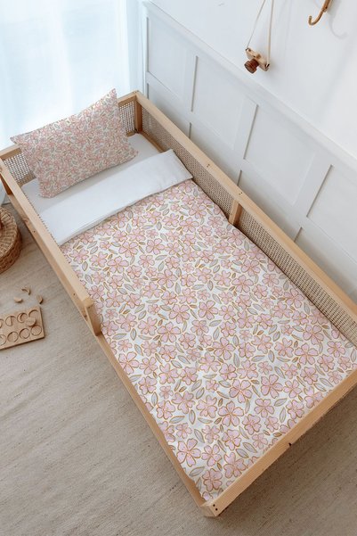 Tuğba Kuğu Montessori Duvet Cover and Fitted Sheet Set - Iconic Series - Pink...
