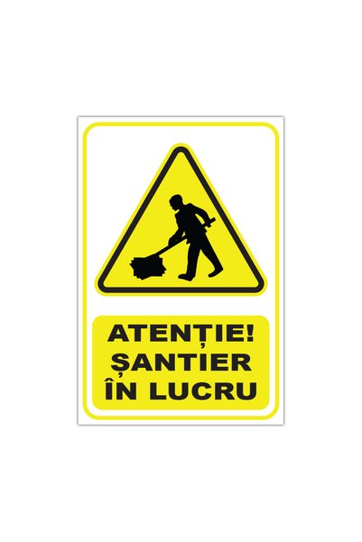 CUBIKA Indicator avertizare "Atentie! Santier in lucru, CUBIKA, PVC 3 mm, 10x...