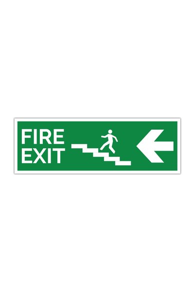 CUBIKA Indicator evacuare Fire Exit stanga coborare scari, CUBIKA, PVC 3 mm, ...