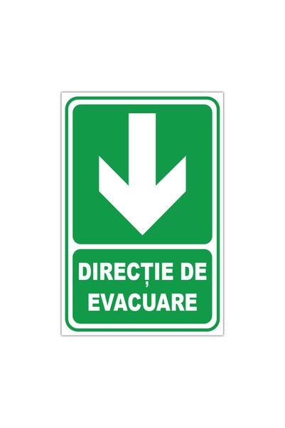 CUBIKA Indicator directie de evacuare sageata jos, CUBIKA, PVC 3 mm, 15x20 cm