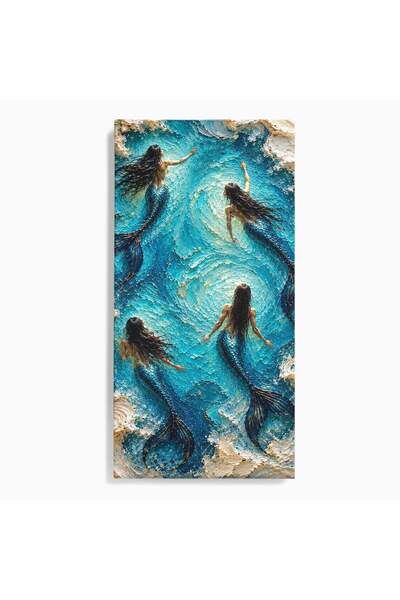 Luxcanva Tablou Canvas Sirene In Valuri 70x140 cm pe Sasiu Lemn Ocean Valuri ...