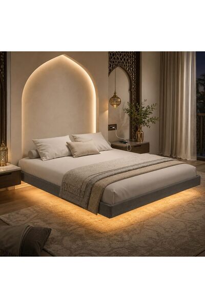 Generic 160 cm Floating Bed Frame, Modern Platform Bed for Bedroom