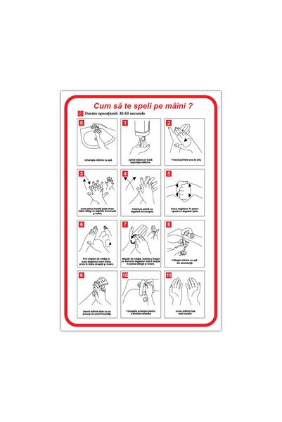 CUBIKA Indicator informare Cum sa te speli pe maini, CUBIKA, PVC 3 mm, 20x30 cm