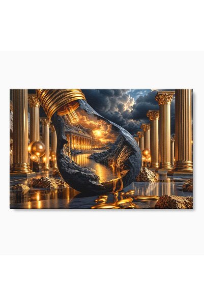 Luxcanva Tablou Canvas Templu In Lumina 150x100 cm pe Sasiu Lemn Peisaj Apus ...