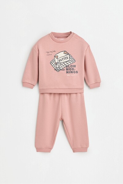 LEFTIES KIZ ÇOCUK & BEBEK Baskılı sweatshirt ve şardonlu pantolon takımı