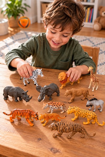 RCO Set 12 figurine animale salbatice safari, leu, elefant, girafa si alte an...