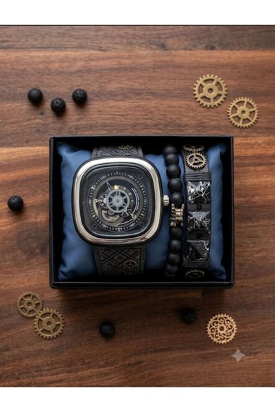 NİVENE Men's Bracelet Combination Watch Black