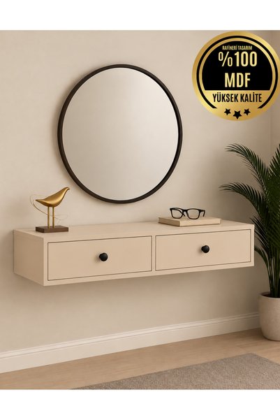 rafineritasarım Mancap Model %100 MDF Gri Duvara Monte Dresuar – 2 Çekmeceli ...