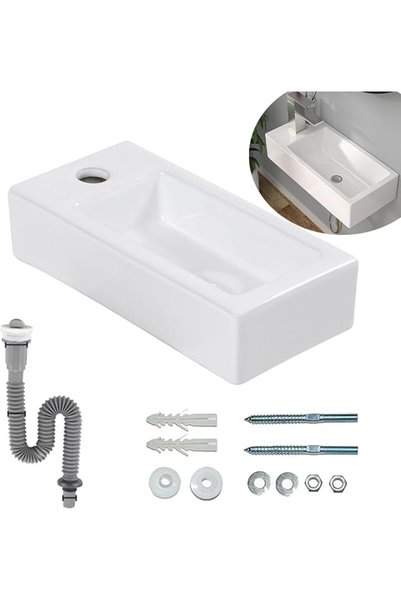 Skin Generics Kaigital Wall Mount Sink(Excluding Faucet), Bathroom Corner Rec...