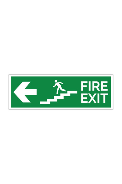 CUBIKA Indicator evacuare stanga Fire Exit cu scara, CUBIKA, PVC 3 mm, 20x7 cm