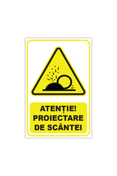 CUBIKA Indicator de avertizare "Atentie! Proiectare de scantei, CUBIKA, PVC 3...