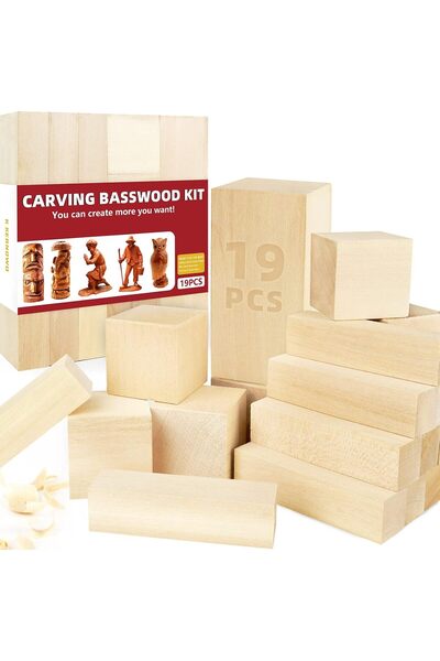 Generic Basswood Carving Blocks - 19PCS Whittling Kit With 3 Different Sizes,...