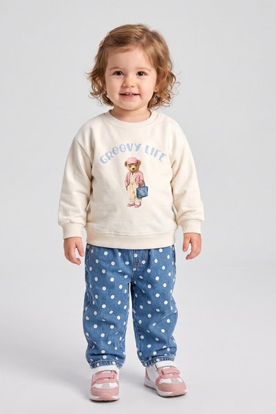 HAUSEkids 6-36 Ay Petit Belle Kız Bebek Takım-Ekru