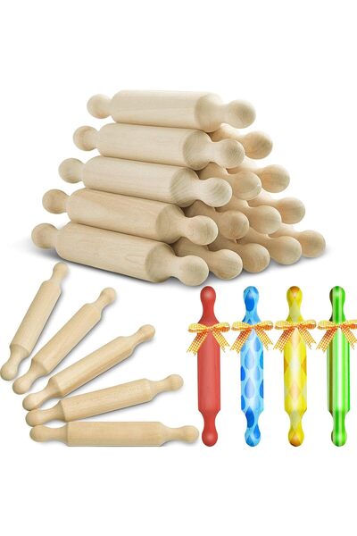 Generic 15 قطعة من عصا العجن الخشبية الصغيرة بطول 6 بوصات، عصا عجن صغيرة للمط...