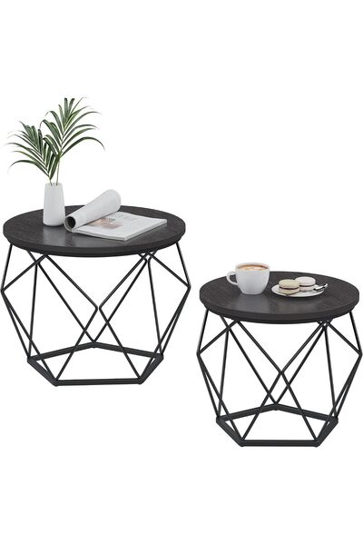 Generic Round Coffee Table, Set of 2, Side Table, Sofa End Table, Modern Styl...