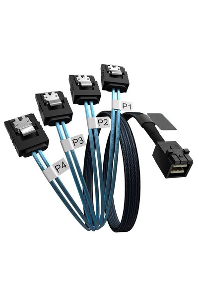 Generic كابل Mini SAS داخلي إلى SATA، SFF-8643 إلى SATA أمامي متوافق مع وحدة ...