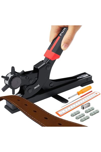 Generic Oval & Round Belt Hole Puncher for Leather, Precision Multi-Size Leat...
