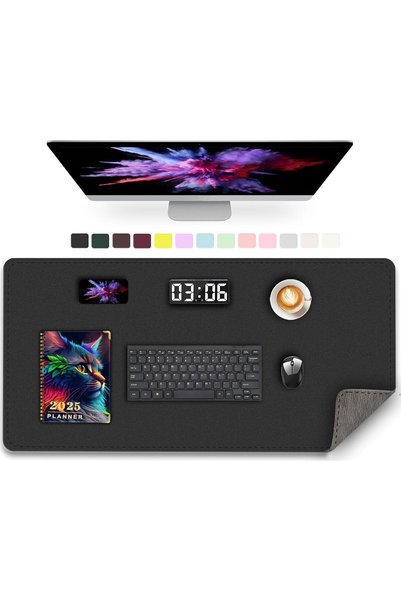 Generic PU Leather Desk Pad Protector, 35.4" x 17", Non-Slip Mouse Pad, Water...