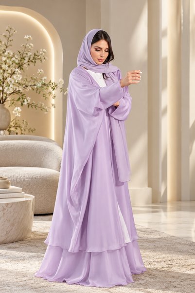 Ophelia Dreamy Abaya – Elegant Occasion Wear |Lilac Color