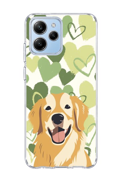 lelia Poco M6 Pro 5g Compatible Yellow Dog Green Heart Printed Transparent Ph...