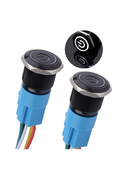 Generic 2pcs 19mm Metal Waterproof Anti-Vandal Latching Push Button Switch Bl...