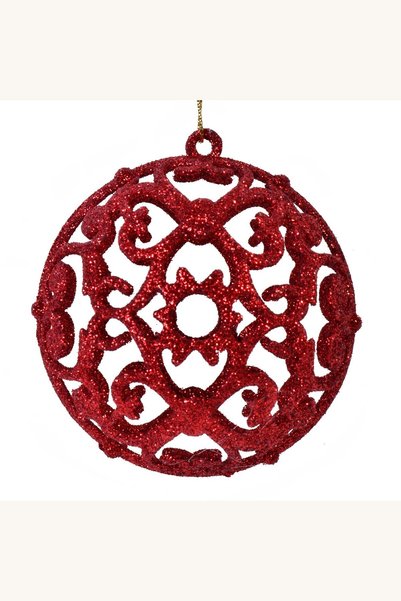 Comerivo 6 Ornamente Craciun rosii cu sclipici 8cm pentru brad si casa