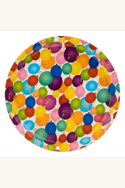 Comerivo Platou de servire pentru petreceri, plastic cu baloane colorate, 35c...