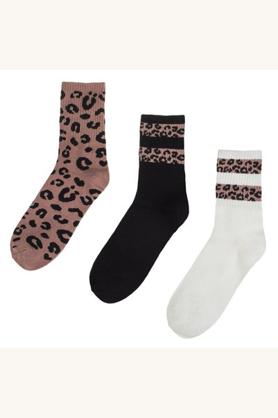 Comerivo 3 perechi sosete low cut femei cu print tigru alb bej negru