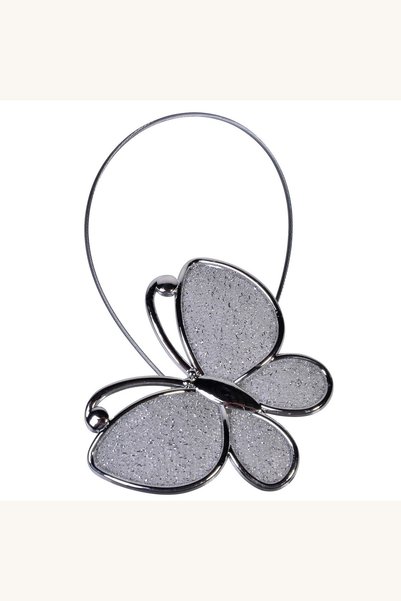 Comerivo Accesoriu magnetic pentru perdele, model fluture argintiu, 20cm