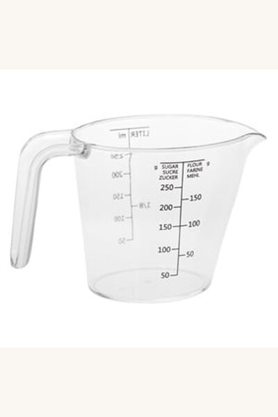 Comerivo Cana de masurat transparent 250ml cu gradatii pentru faina si zahar