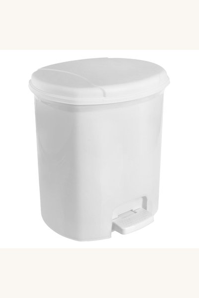 Comerivo Cos de gunoi baie alb 14L cu pedala - plastic lucios si capac mat