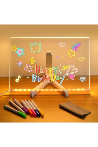 Generic لوحة ملاحظات LED، 11.6 × 7.8 بوصة، لوحة رسائل مضيئة من الأكريليك، إضا...