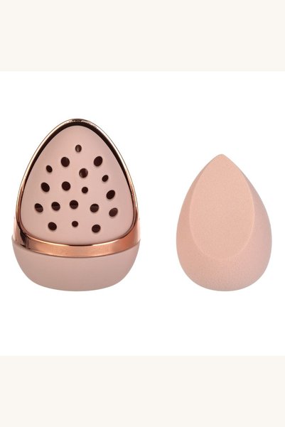 Comerivo Set 2 bureti picatura pentru machiaj roz nude cu husa aurie perforata