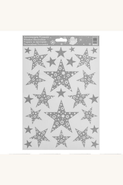 Comerivo Autocolante geam stele argintii cu sclipici, decoratiuni craciun 20x...