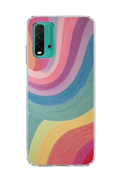 lelia حافظة هاتف شفافة مطبوعة بتصميم قوس قزح باستيل متوافقة مع Redmi 9T