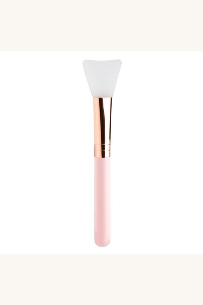 Comerivo Aplicator masca de fata cu spatula silicon, maner roz-auriu, 15cm