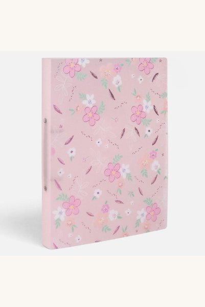 Comerivo Biblioraft A4 roz cu 2 inele si model floral, 32x24cm