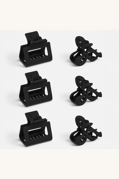 Comerivo Set 6 cleste pentru par cu funde, 4cm, negru - accesori coafura
