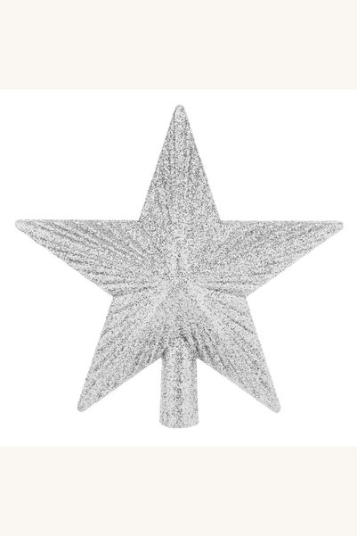 Comerivo Steluta argintie cu glitter pentru varf de brad, 15cm - decoratiune ...