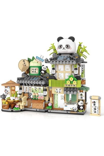 Generic Building Blocks Toys, 860Pcs Chinese Street View Panda Teahouse Mini ...