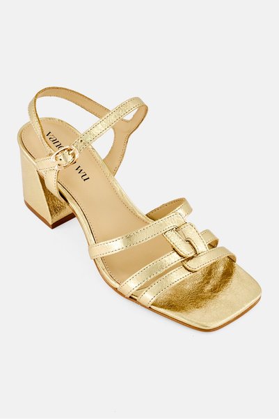 Vanessa Wu Women Alta Curled Adjustable Buckle Closure Sandals, Gold