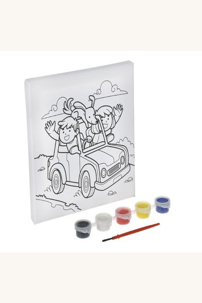 Comerivo Tablou canvas de pictat masina 15x20cm cu 5 culori acrilice si pensula