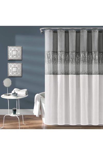 Generic ستارة حمام بتصميم سماء الليل، مقاس 72 × 72 بوصة، باللونين الرمادي وال...