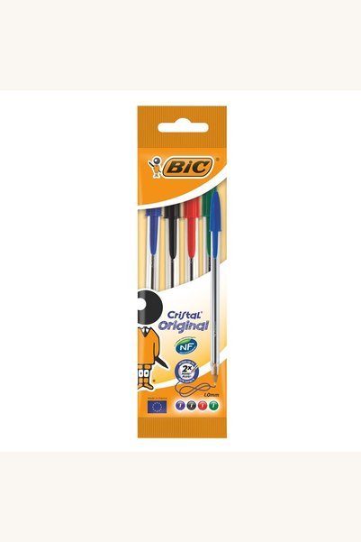 Comerivo Set 4 Pixuri Ballpen Cristal - Albastru, Negru, Rosu, Verde
