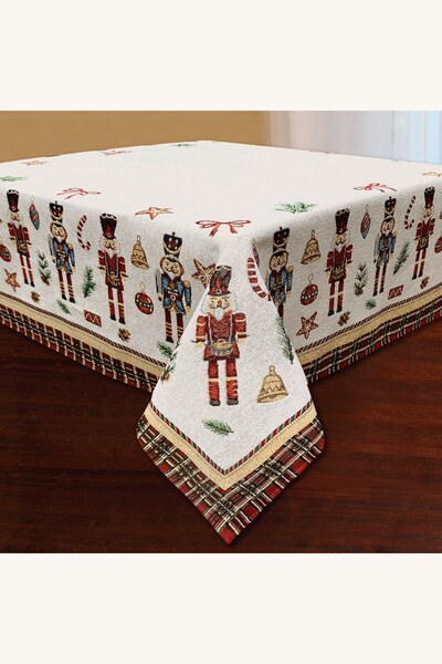 Comerivo Fata de masa patrata pentru Craciun cu broderie soldatei lemn 120x12...