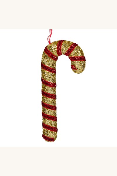 Comerivo Acadea de Craciun rosie cu auriu si glitter, 17cm - decoratiune brad
