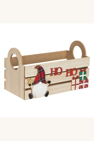 Comerivo Ladita din lemn cu cerb si brazi pentru cadouri, 24x12x14.5 cm