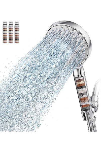 Generic Filtered Shower Head with Handheld High Pressure 9 Spray Mode Showerh...