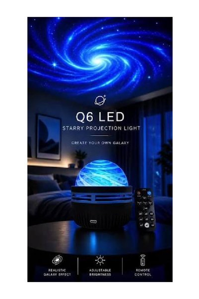 Genel Markalar Q6 LED Dönen Gökyüzü Projeksiyon Gece Lambası – Ay, Yıldız ve ...